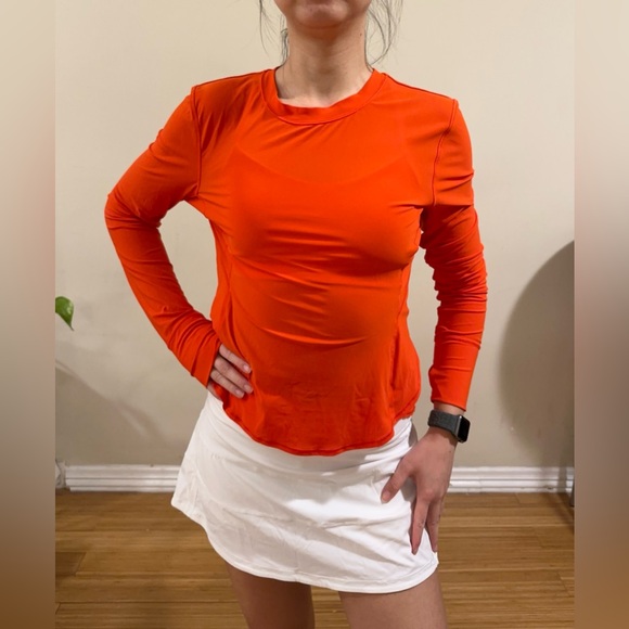 Lululemon UV Protection Fold-Over Running Long-Sleeve Shirt Solar Orange - Picture 5 of 8